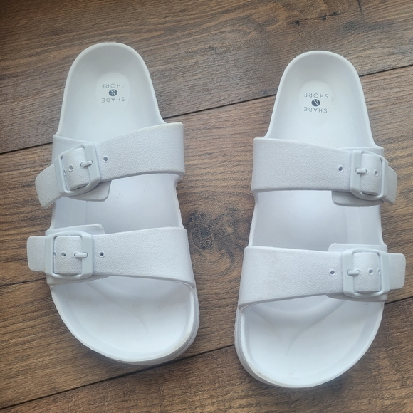 Shade & Shore Shoes - Shade & Shore 2 Band Footbed Slide Open Toe White Sandals Size 9